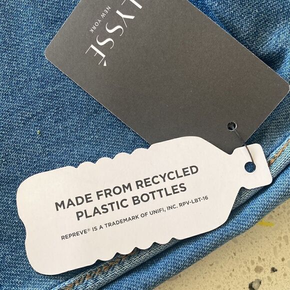 Lysse Cropped Side Slit Denim Ankle Length Leggings Light Wash Women’s Size S - Picture 12 of 14